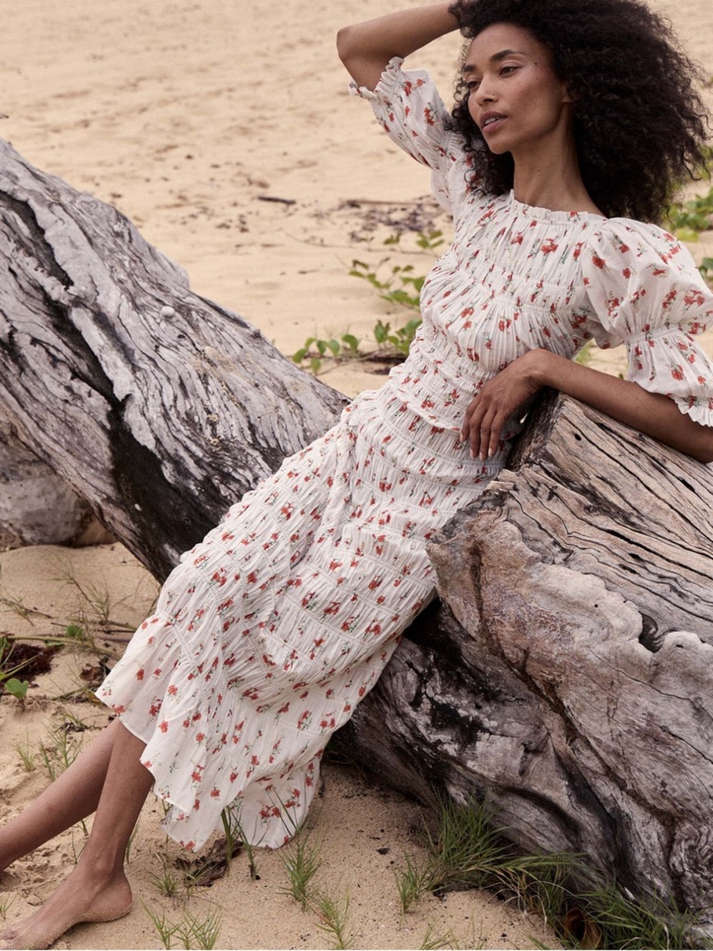 Doen roxanne Midi Dress in ‘sweet abelia’ Red Floral Print